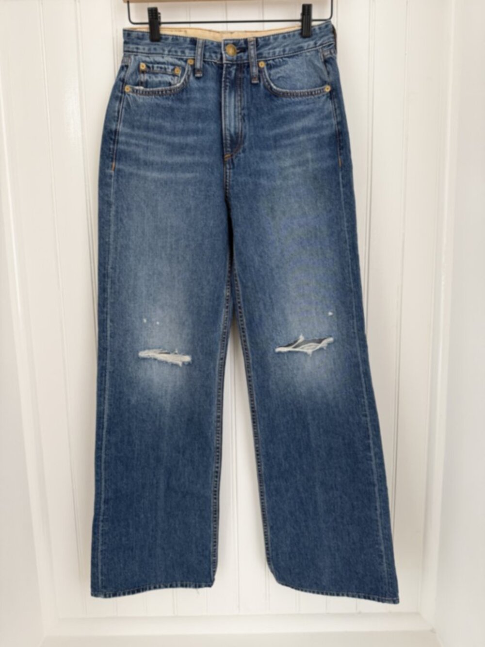 Rag & Bone Logan Wide Leg Jeans NWT — Huntley Distressed Rigid Denim, Sz 24
